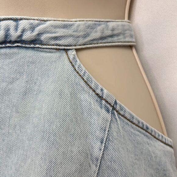 We Wore What cut out indigo zero super light denim mini skirt size small NWT - Picture 7 of 16